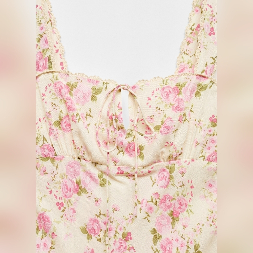 Mango Floral dress with bow neckline - Picture 3 of 9
